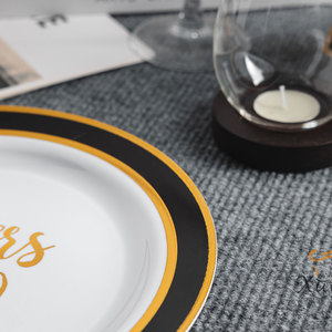 Platos <span class=keywords><strong>de</strong></span> plástico personalizables Xueli con bordes y colores estampados en oro-Vajilla duradera para eventos en casa y hostelería - Product Image 3