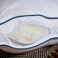 Oreiller en plumes blanches avec logo personnalisé, emballage sous vide, taille sélectionnée (Queen, King, Standard), garnissage en duvet d'oie, doux, pour hôtel