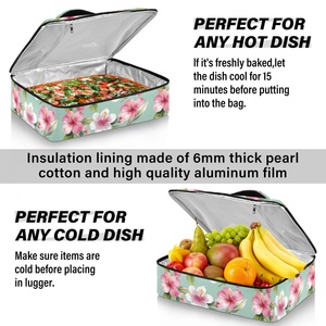 Sac isotherme à motif floral Hibiscus rose hawaïen personnalisé pour casseroles, transport de pizzas et livraison de repas - Product Image 5