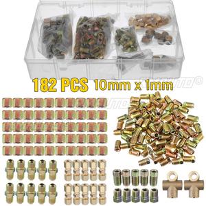 ชุดข้อต่อสายเบรก 182 ชิ้น/162 ชิ้น พร้อมน็อตต่อท่อ ตัวผู้ ตัวเมีย แบบ 2 ทาง 3 ทาง ขนาด 10x1 มม. 3/16" 3/8" น็อตแบบเมตริก - Product Image 1