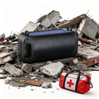 Radio solaire d'urgence Alecter avec haut-parleur Bluetooth, grille en fer de 66 mm, lecteur de carte TF/clé USB, batterie 1200 mAh, portée de 10 m, portable sans fil pour l'extérieur
