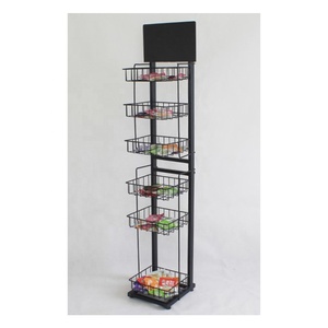 Retail Store Wholesale Flooring Metal Snack Food Shelf Display Rack Metal Wire Potato Chip Rack Display Stand