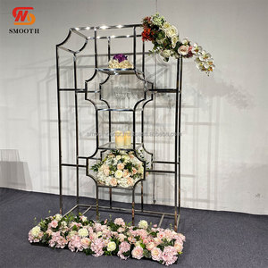 ฉากหลังงานแต่งงานสแตนเลสทรงเรขาคณิตสี่เหลี่ยมผืนผ้าสีทอง/สีเงินแบบกระจกเงาสำหรับงานแต่งงาน - Product Image 3