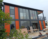 Maison préfabriquée en conteneur à structure en acier pour bureau de luxe à double étage petite villa
