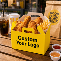 Boîtes d'emballage jetables pour hamburgers et poulet à emporter, avec logo personnalisé, qualité alimentaire, pour restauration rapide.