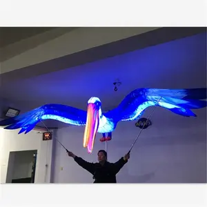 customized LED lighting inflatable bird shape puppet parade, printing inflatable crane costume night party event show for adults