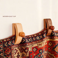 Lot de 4 pinces à couette en bois massif, robustes, pour fixation murale, support professionnel pour tapisseries et textiles