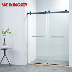 Giá bán buôn không khung phòng tắm vòi sen thép không gỉ đôi trượt Tempered Glass vòi hoa sen cửa - Product Image 1