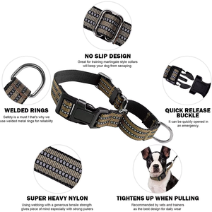Kerah anjing Martingale, kerah reflektif nilon dapat disetel dengan gesper. Tidak ada tarikan mencegah tergelincir-membantu dengan penarik yang kuat - Product Image 3