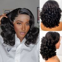 Perruque Avant en Dentelle SDD Ondulée Vierge Vietnamienne Bouncy à Boucles Ressort HD Frontale Cheveux Humains pour Femmes