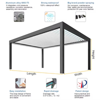 Pergola extérieure en aluminium Baivilla, imperméable, avec éclairage LED, toit rigide, gazebo rétractable, toit bioclimatique à lames empilables