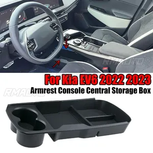 Boîte de rangement pour accoudoir de voiture, pour Kia EV6 2022 2023, ABS noir, console intérieure centrale, accessoires de haute qualité - Product Image 1