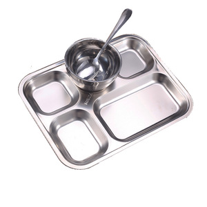Stainless Steel Childrens Lunch <b>Plate</b> 304 Food Grade Rectangle <b>Compartment</b> <b>Plate</b> For Kids School Cafeteria - Product Image 4