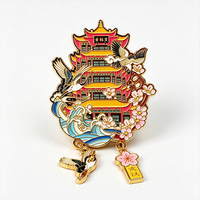 Aimant de réfrigérateur en métal avec impression UV et peinture cuite, motif Tour du Grue Jaune, emblème de Wuhan, motif vague de rivière, souvenir, cadeau, pour présentoir