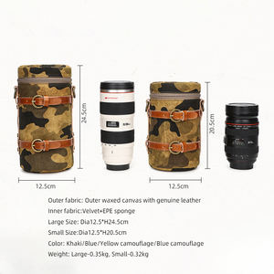 Estuche Acolchado para Lentes de Cámara Digital, Bolsa Protectora de Lona Encerada Resistente a Impactos para Lentes de Cámara DSLR - Product Image 5
