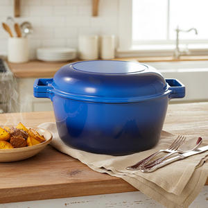 Cocotte en fonte émaillée 6QT avec couvercle 2QT, pot émaillé avec poignées, compatible four, pour rôtir, cuire et toutes surfaces de cuisson - Product Image 1