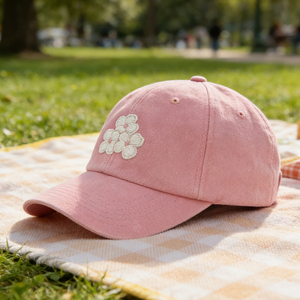 หมวกเบสบอลผ้าเดนิมสีชมพูพร้อมลายปักดอกไม้สีขาวสามดอก – หมวกลำลองระบายอากาศได้ดีสำหรับการเดินป่าและเล่นกอล์ฟ - Product Image 6