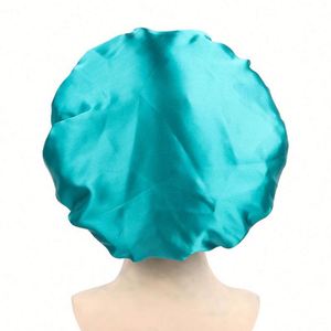 Bonnet en satin double couche ajustable avec logo personnalisé pour hommes et femmes, idéal pour les cheveux bouclés et les tresses - Product Image 4