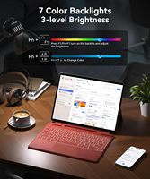 Penutup Keyboard Surface Pro untuk Microsoft Surface Pro 11/10/9/8/X 13 Inci Keyboard Magnetik dengan Penyangga Pena Berlampu Latar 7 Warna