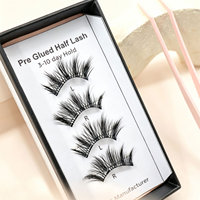 Extensions de cils pré-encollées en demi-bande, effet volume d'angle, naturelles et légères, pour rehaussement des cils, bande courte, sans colle, vente en gros ODM Italie France Royaume-Uni