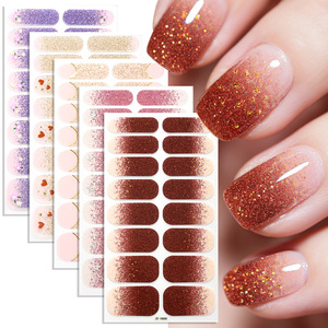Autocollants pour ongles à paillettes dégradées, 16 pièces, bandes d'ongles 3D en feuille d'or, bandes de vernis à ongles français pour manucure DIY - Product Image 3