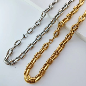 Pulseira Masculina de Aço Inoxidável Polido Liso com Elos de Grãos de Café de 6, 7, 9 e 11mm – Corrente de Destaque para Rapper – Atacado - Product Image 5