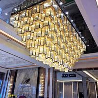 Lustre LED en métal de grande taille, style moderne, personnalisable, carré, pour hôtel, restaurant, maison, villa, centre commercial, dimmable
