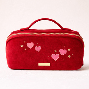 Organisateur de maquillage de voyage à motifs, trousse de toilette, sac à cosmétiques en velours de qualité supérieure avec nœud brodé - Product Image 1