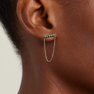ROXI 925 Sterling Silver Single Row Green Inlaid Zircon Chain Tassel <b>Stud</b> Earrings for Women S925 - Product Image 6
