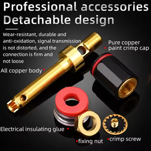 Postes de encuadernación de altavoz chapados en oro de cobre puro HIFI DIY para amplificador de tubo PA terminales de altavoz conector de enchufes <span class=keywords><strong>banana</strong></span> - Product Image 4