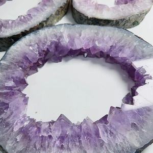 Tấm đá thạch anh tím tự nhiên lớn, hình dạng geode, xuất xứ Brazil, lát cắt đá thạch anh tím với druzy, dùng để trang trí - Product Image 4