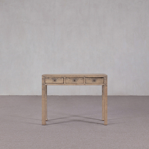 Table console <span class=keywords><strong>en</strong></span> <span class=keywords><strong>bois</strong></span> massif à trois tiroirs avec design traditionnel, construction durable et respectueuse de l'environnement - Table d'appoint multifonctionnelle - Product Image 1
