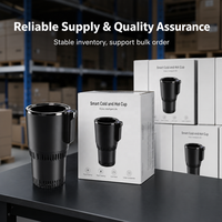 Support de tasse intelligent 2-en-1 pour voiture, chauffe-boissons et refroidisseur avec écran LCD, mini-réfrigérateur électrique pour café, lait, eau, en ABS, à placer au centre de la console.