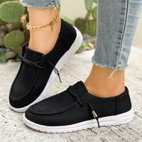Mocassins en toile pour femmes, à enfiler, à lacets, semelle plate, chaussures décontractées confortables et tendance, multicolores