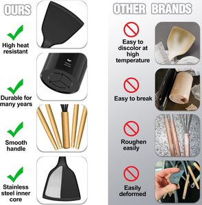 Set di 34 Utensili da Cucina in Silicone, Resistenti al Calore, con Porta Spatole e Manici in Legno Nero - Product Image 6