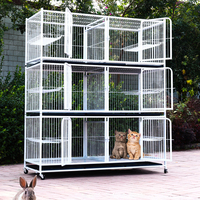 Cage pour animaux de compagnie, 3 étagères, 6 portes, tailles multiples, bon marché, pour élevage de chats, maille tressée, grande taille, bleu marine