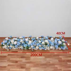 Arreglo Floral de Rosas para Mesa, Centro de Mesa para Boda, Flores de Hortensia Color Marfil, Hilera de Flores Artificiales - Product Image 5