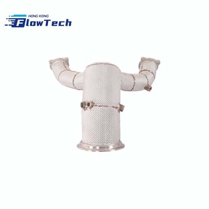 Downpipe haute performance FlowTech SS304 avec bouclier thermique pour Audi S4 S5 B9 B9.5 3.0T EA839 – 200 cellules, sport, fixation directe - Product Image 1