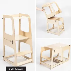 Montessori ayarlanabilir yükseklik katlanabilir öğrenme yardımcı kule mutfak adım dışkı çocuk öğrenme kulesi