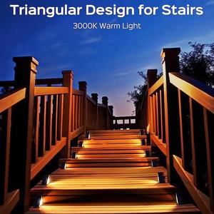 Blanco cálido triángulo patio impermeable <span class=keywords><strong>pie</strong></span> Pedal pasarela luz <span class=keywords><strong>Solar</strong></span> Led escalera paso esquina luz noche Sensor lámpara al aire libre - Product Image 4