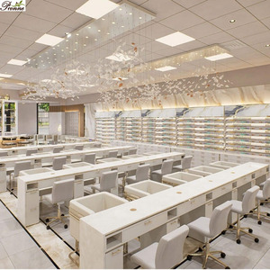 Bộ bàn ghế làm móng màu đen năm 2025, mặt bàn kính thiết kế mới, chống acetone, kèm đèn LED - Product Image 1