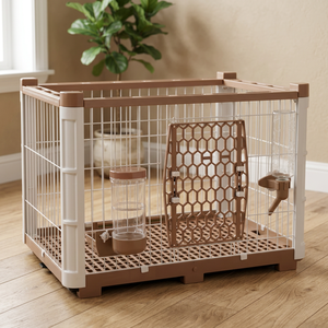 Open-Top Trendy Plastic & Metal Pet <b>Cage</b> with Plastic Tray for Rabbits & <b>Dogs</b> - Product Image 3