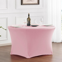 Housse de table ronde extensible en gros, nappe élastique unie en polyester et spandex pour mariage, banquet, événement, fête