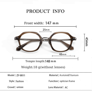 ZY-0011 <strong>Fashion</strong> Casual Solid Gold Polygon Width 54mm Titanium Plate <strong>Reading</strong> <strong>Glasses</strong> Frame For Daily Wear - Product Image 3
