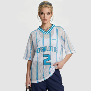 <span class=keywords><strong>Maillot</strong></span> de football <span class=keywords><strong>Charlotte</strong></span> <span class=keywords><strong>Hornets</strong></span> 2026 US CAN MEX Series, col en V, rayures fines bleues et blanches, numéro 2, style Vibe - Product Image 1