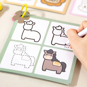 Wenzhang unisex Montessori สมุดบันทึกการวาดภาพไม้สีสันการศึกษาการเรียนรู้ของเล่นที่มีปากกาสำหรับเด็กอายุ<span class=keywords><strong>2</strong></span>ถึง7ปี - Product Image 5