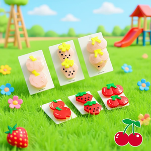 Fermagli per capelli Nini Fruit, 600 pezzi, design in plastica a forma di cartone animato, per bambine, accessori casual - Product Image 3