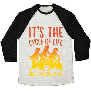 T-shirt de baseball unisexe en tissu mélangé avec impression blanche « It's the Cycle of Life Spinning Parody » - Product Image 1