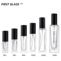 Flacons de parfum carrés en verre transparent de 3 ml, 5 ml, 8 ml, 10 ml, 20 ml, 30 ml, rechargeables, échantillons de parfum, flacons vaporisateurs, impression de logo personnalisée