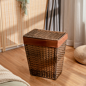 JY Waterproof Handmade <strong>Wicker</strong> Detachable Collapsible Laundry Storage Baskets with Lid for Bathroom and <strong>Wardrobe</strong> - Product Image 3
